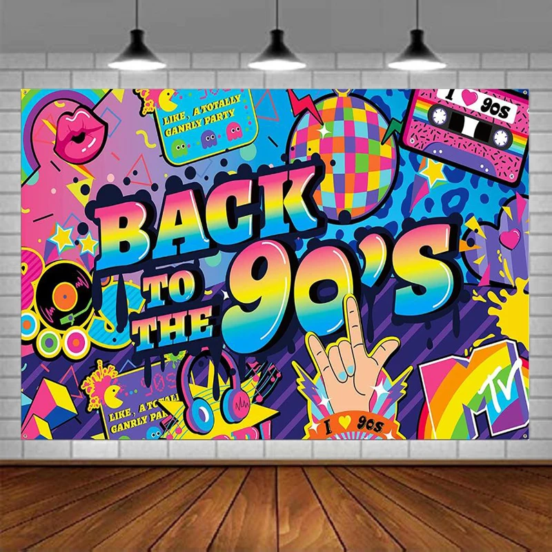 Photography Backdrop For 90's Themed Party Supplies Back To The 90s Background For Retro Decoration Favors Banner Poster