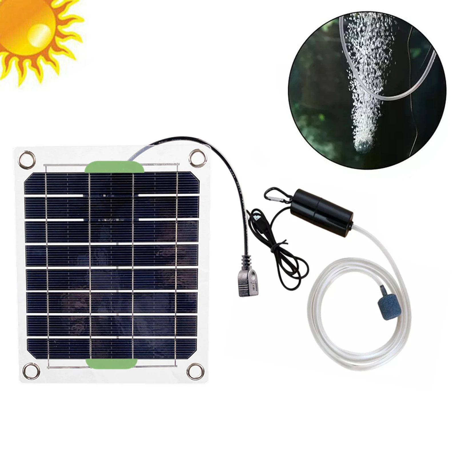 Solar Oxygen Pump 20W USB Silent Aquarium Oxygen Air PumpHousehold Low Noise Air Pump For Outdoor Fish Tank Pool Pond