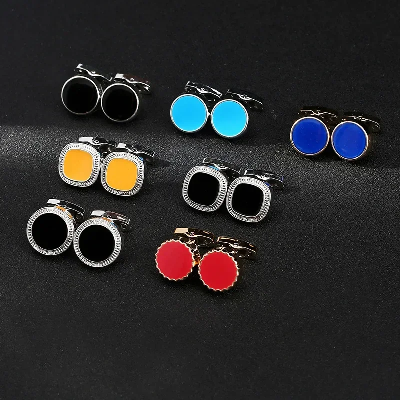 Simple French Cufflinks Men's OL Style Shirts Buttons Plastic Epoxy Cuff Links Wholesale Business Promotions Activity Gifts