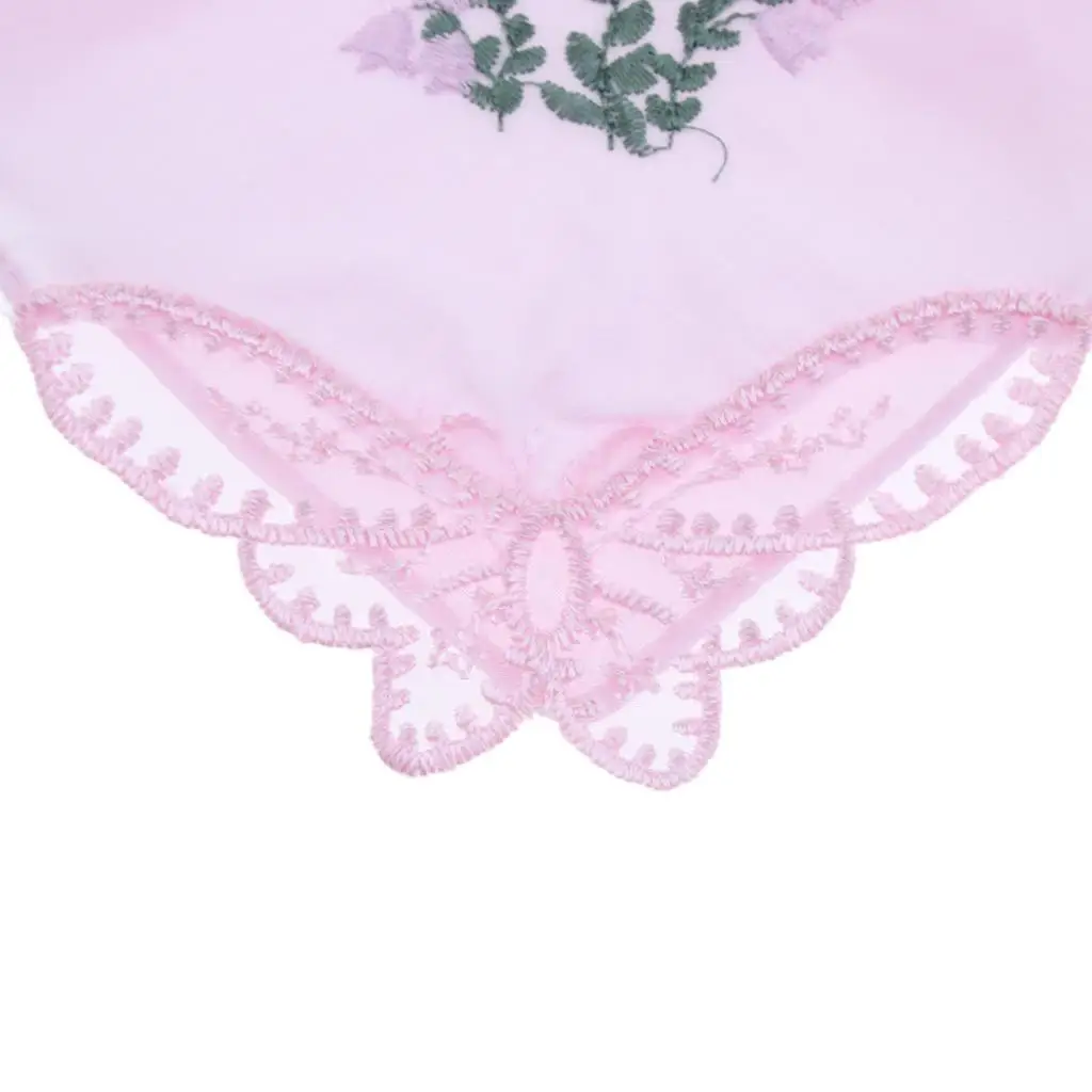 5pcs Womens Cotton Pocket Floral Embroidered Handkerchief Wedding Hanky