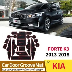 Anti-slip Car Door Rubber Cup Cushion Red Gate Slot Pad For KIA FORTE K3 2013-2018 Interior Mat Decoration Accessories