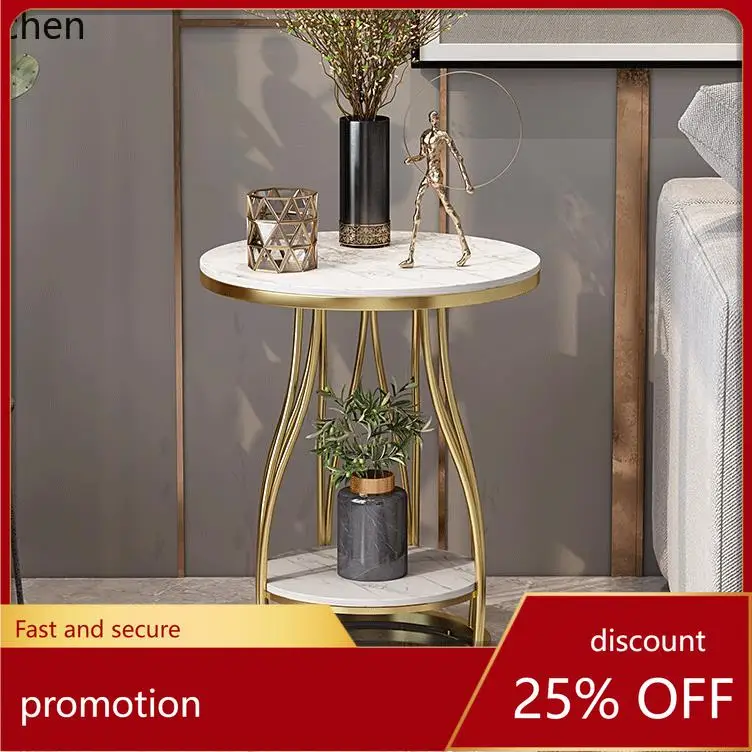 Zml moderno e minimalista mesa de centro de mármore casa sala estar dupla camada mesa lateral redonda pequena mesa de centro
