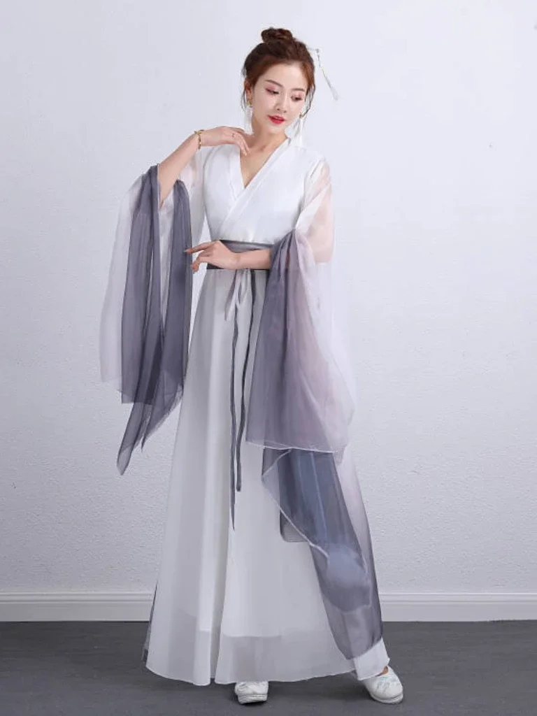 زي الإناث الكبار التدرج ملابس رقص أنيقة النمط الصيني الموسيقى الشعبية أداء الرقص الكلاسيكي زي