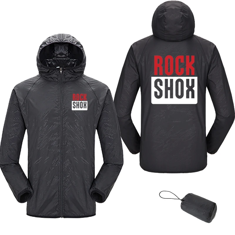 Rock Shox-Chaqueta fina impermeable para hombre y mujer, chaqueta de protección solar, cortavientos informal con capucha para ciclismo de montaña