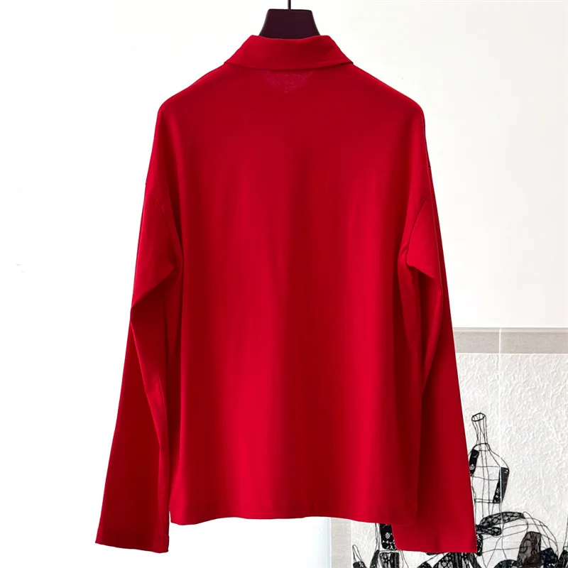 Camiseta para mujer, nueva camiseta elástica ajustada de manga larga para otoño 2025, jersey de algodón puro de alta calidad, Polo, ropa y2k