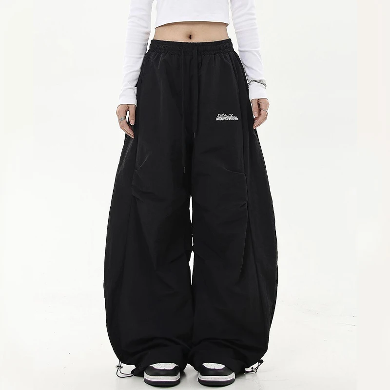 American Vintage Crumpled Overalls Women's  New High Waist Loose Leisure Slimming Trendy All-Matching Wide Leg Trousers