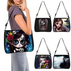 Bolso de hombro gótico con estampado de calavera para mujer, bolso de viaje de Ángel con ala rota, bandolera con soporte para teléfono