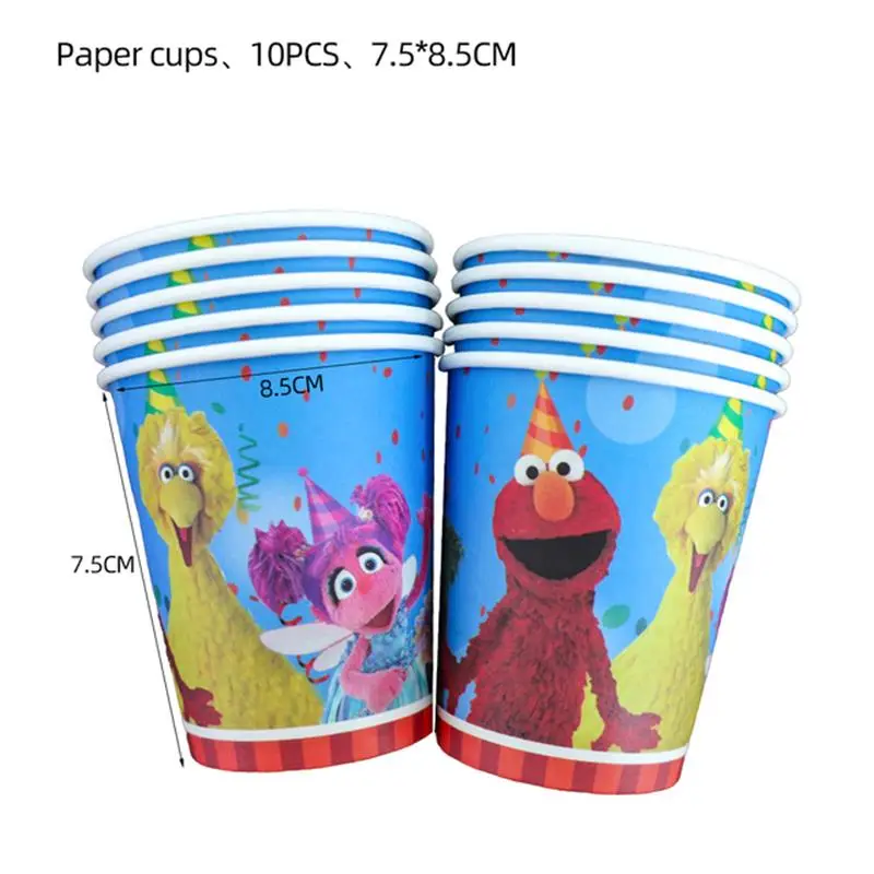 Cartoon Sesame Street Birthday Party Decoration, Talheres descartáveis, Topper de bolo de papel, placa, crianças, Baby Shower Supplies