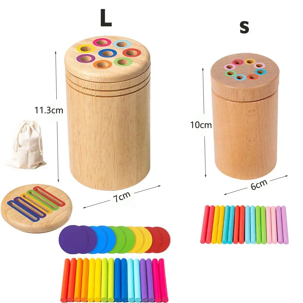 Juguetes a juego de madera Montessori, palo de clasificación a juego de colores, juguete de equilibrio, habilidades motoras finas, juguetes educativos de aprendizaje de matemáticas para niños