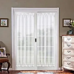 1 Piece Semi Blackout French Door Curtain for Front Door Window Treatment for Living Room Rod Pockets Semi-sheer Bedroom Drapes