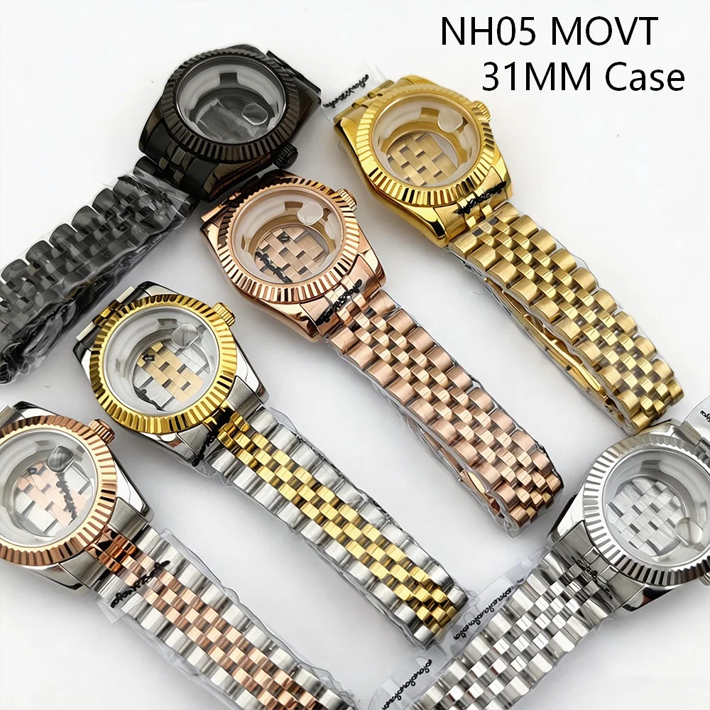 31MM Case NH05 Women's Watch 904L Stainless Steel Strap Sapphire Mirror and Stainless Steel Case Accessories for NH05 MOVT