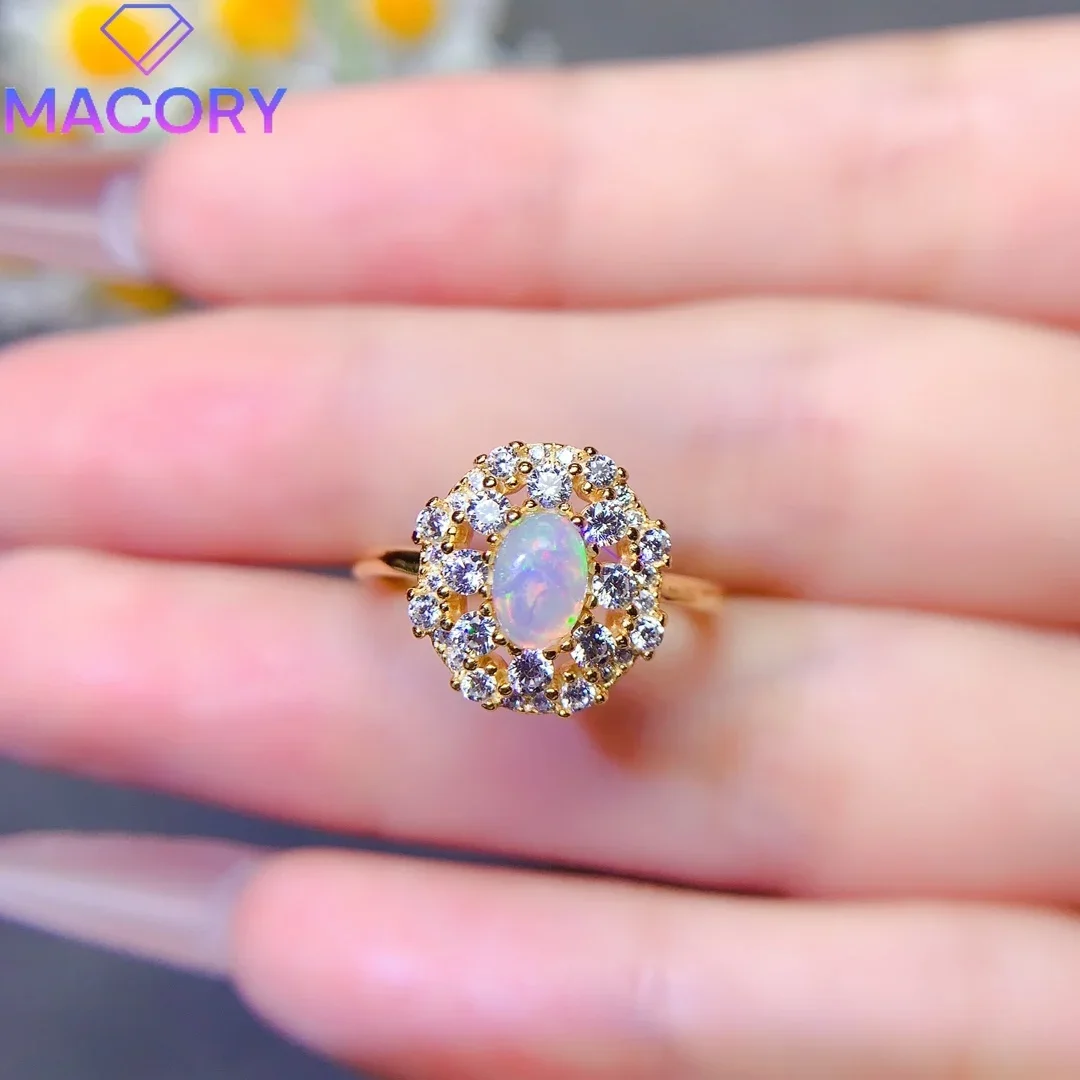 Free delivery of 925 sterling silver jewelry with certificate for wedding natural Opal ring female luxury gemstone.