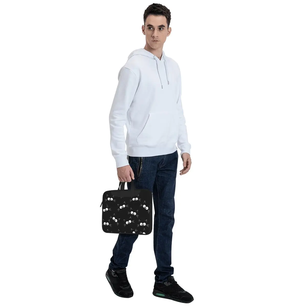 Cute Black Cat Pattern Laptop Bag Protective Case Computer Bag 13 14 15.6 Inch Crossbody Laptop Pouch For Macbook Pro Air