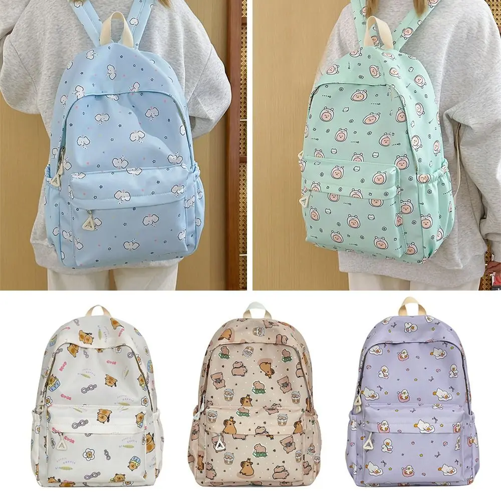 새로운 만화 카피바라 배낭 코끼리 대용량 학교 가방 나일론 방수 책가방 여행용