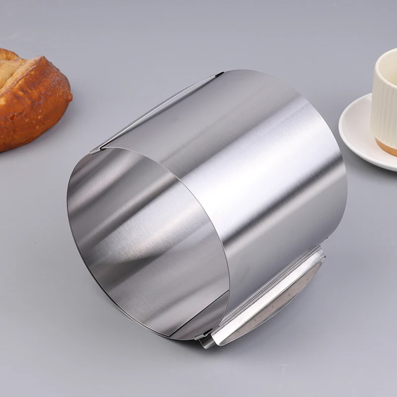 

{MX} Stainless Steel Height 15CM Retractable Mousse Ring Circle Mold Rustproof Adjustable With Scale Cake Rings For Baking