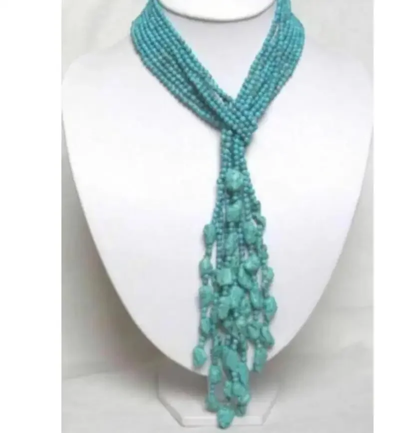 

50" 4MM Beautiful 4 Rows Turquoise Necklace