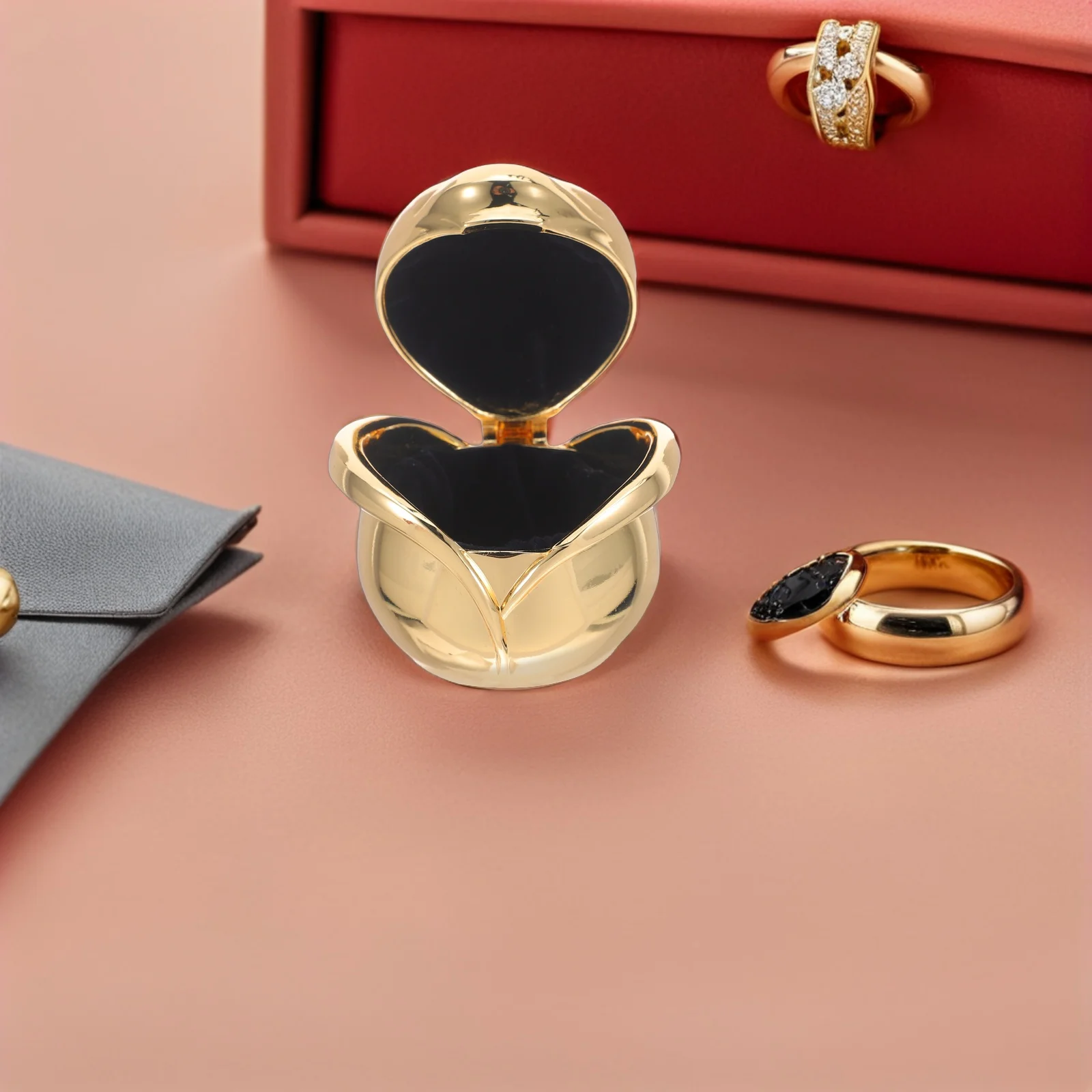 Sophisticated Flower Shaped Jewelry Box Metal Trinket Case for Rings Necklaces Bridal Engagement Decor Rose Jewelry Storage Box