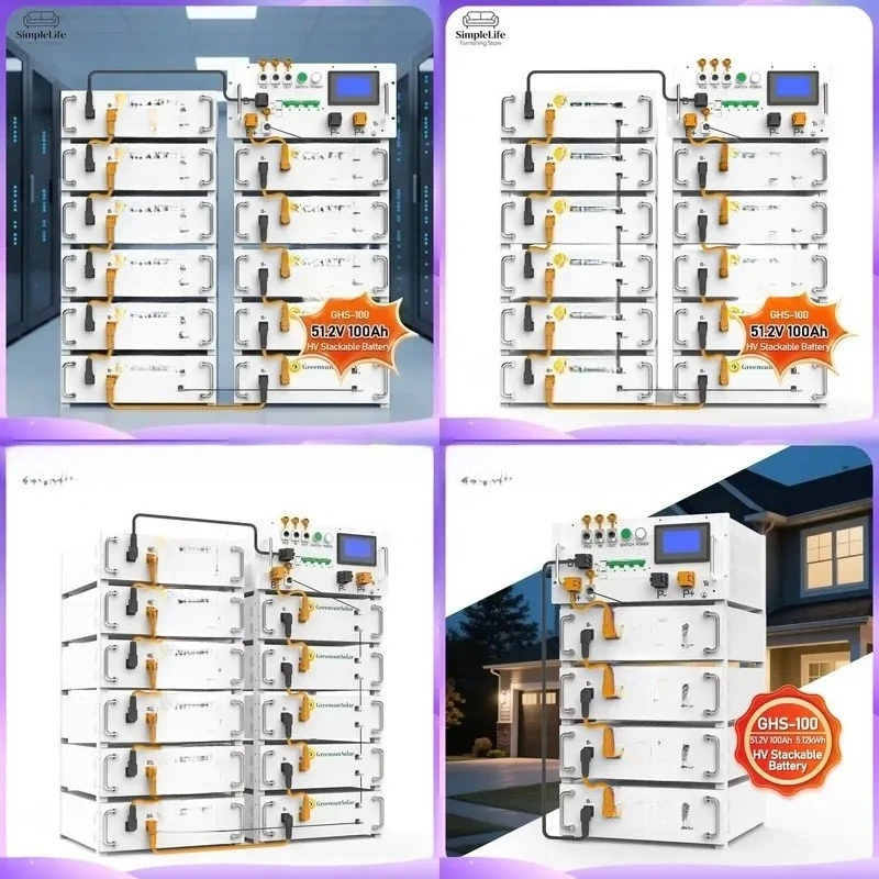 51.2V 20kWh 30kWh 40kWh 50kWh 60kWh LiFePO4 Battery High Voltage Energy Storage System Solar Power Wall Home Lithium Iron