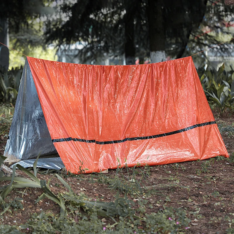 Mylar Tube tenda sacco a pelo impermeabile Outdoor SOS coperta termica riutilizzabile 2 persone rifugio di emergenza Bivy Survival Tent Kit