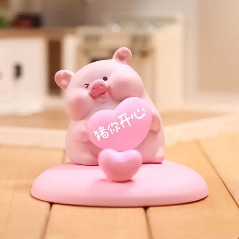 Creative Pig Phone Holder Lovely Resin Craft Cute Pig Phone Rack Pig Shaped Slot Design Cartoon Pig Phone Stand
