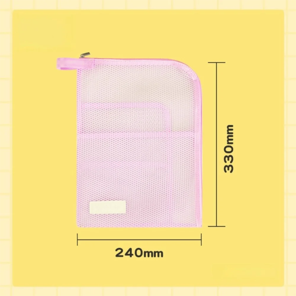

Large Opening Portable Mesh File Folder Zipper Small Handle A4 Document Holder Large Capacity Breathable L-shape File Organizer