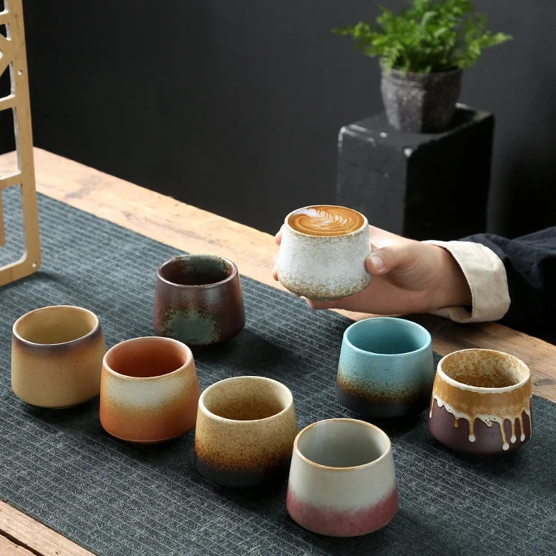 1pcs Retro Japanese Style Ceramic Coffee Cup Coarse Ceramic Water Cups Pottery Afternoon Tea Mug Teacup Breakfast Milk Cup