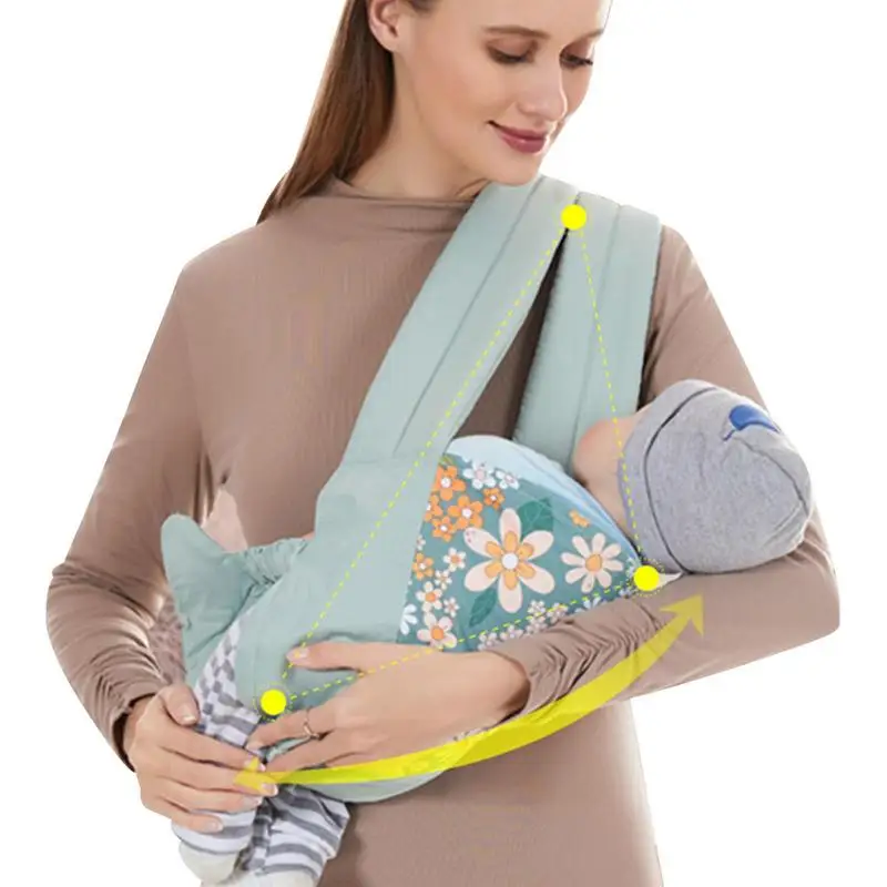 Baby Sling Carrier with Butterfly Buckle Multifunctional Stretchy Adjustable Cotton Wrap Mom Outdoor Travel Activity Accessories