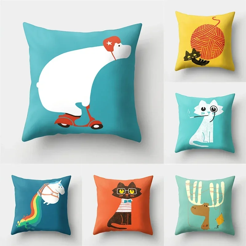 

45x45cm Cute Cartoon Animal Pillowcase Living Room Sofa Office Seat Car Cushion Cover Home Decor Wholesale