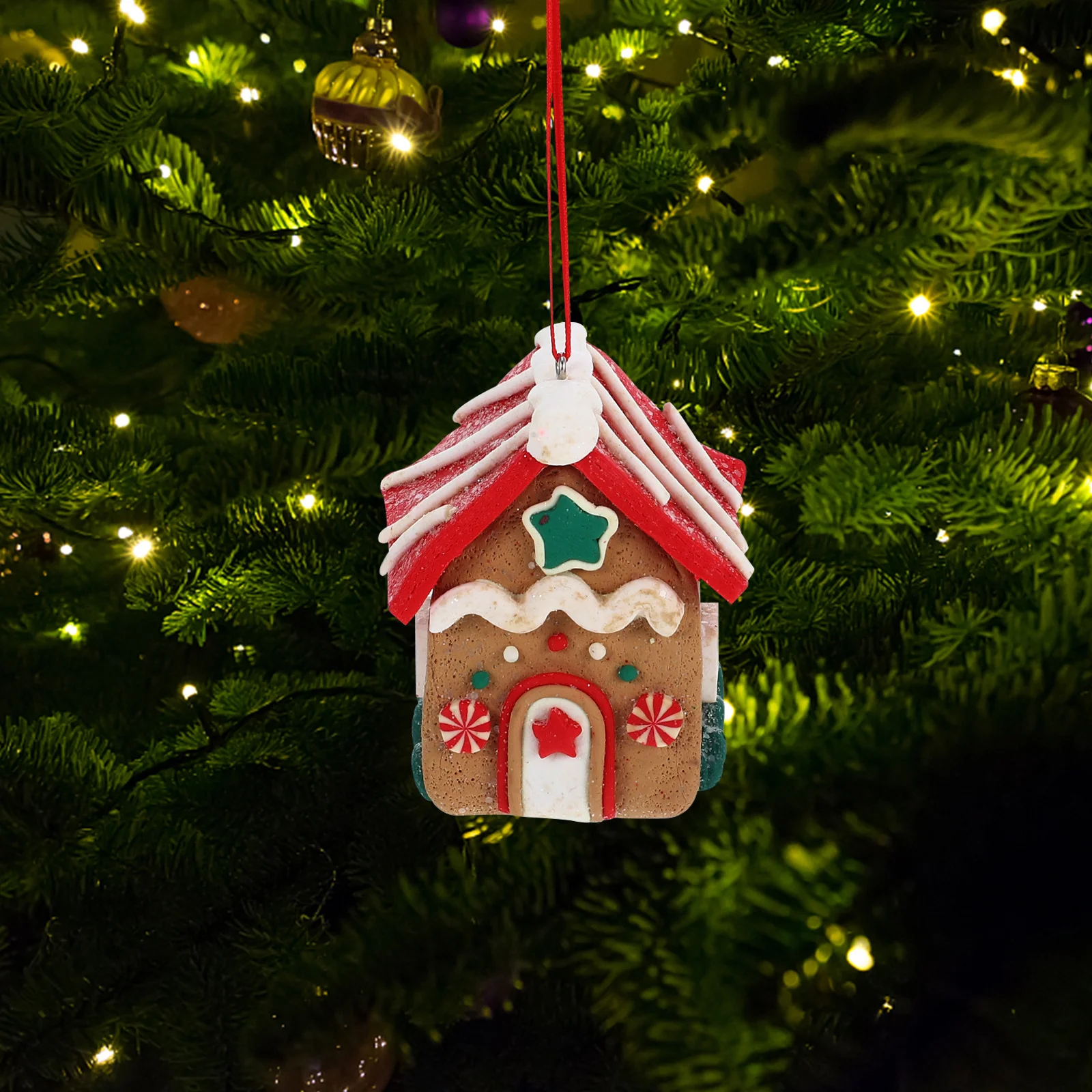 

Xmas Clay Small House Shaped Hanging Decoration Christmas Tree Pendant Holiday Indoor Pendant Unique Gift Christmas Adornment