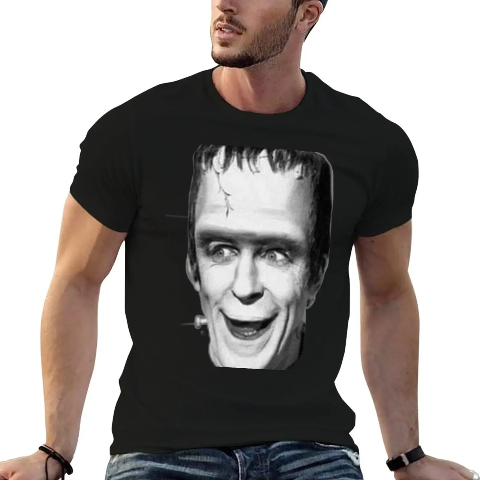 Herman Munster funny motive T-Shirt graphics man t shirt Aesthetic clothing vintage graphic tee workout shirts for men