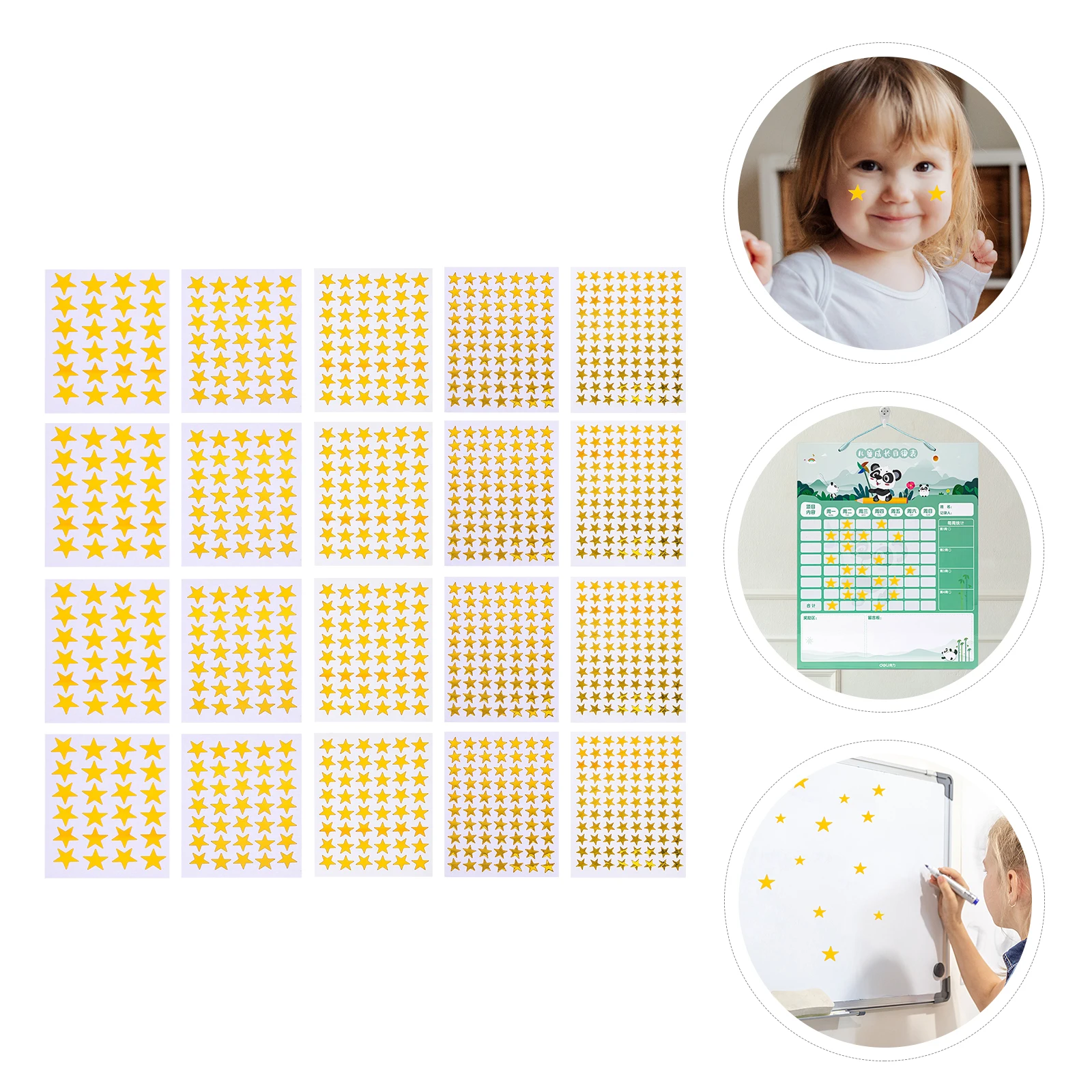 

50 Sheets Reward Stickers Star Stationery Label Decals Child Self adhesive Removable Foil Stars Classroom Supplies