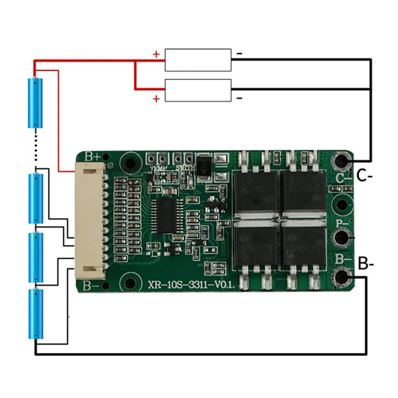 BMS 10S 36V 15A 18650 litowo-jonowy akumulator płyta ochronna PCB wspólny Port do ładowania E-Bike Escooter