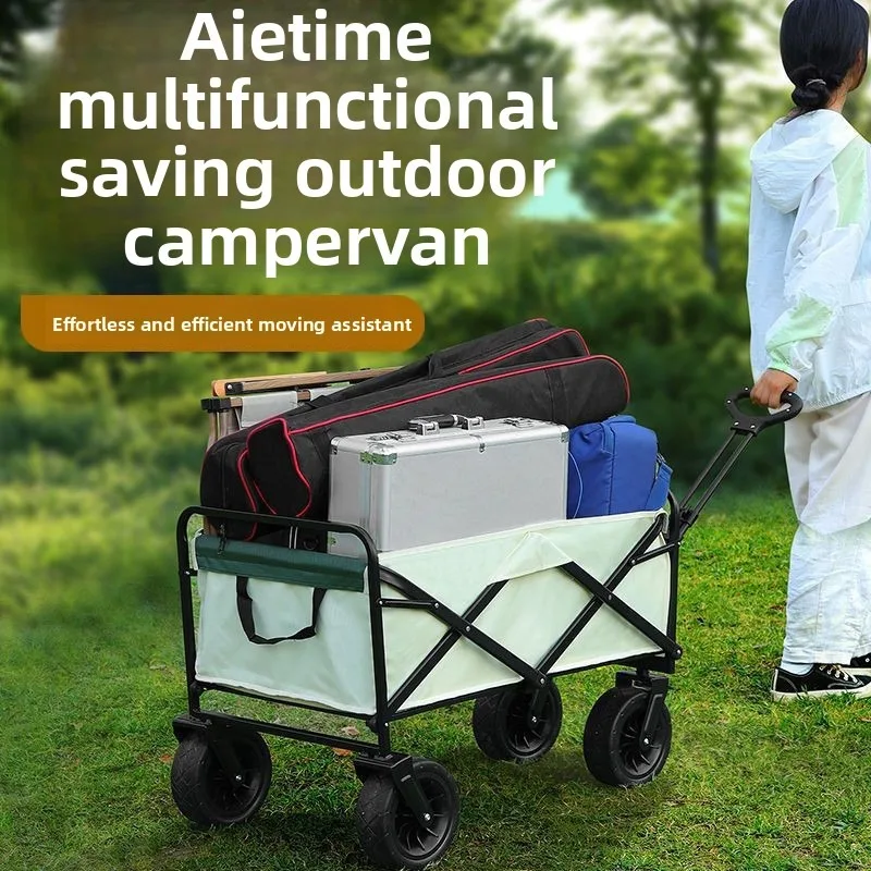 Folding Camping Cart Outdoor Trolley Street Vendor Market Cart Picnic Gear Picnic Camping Cart Shopping Trolley Picnic Cart
