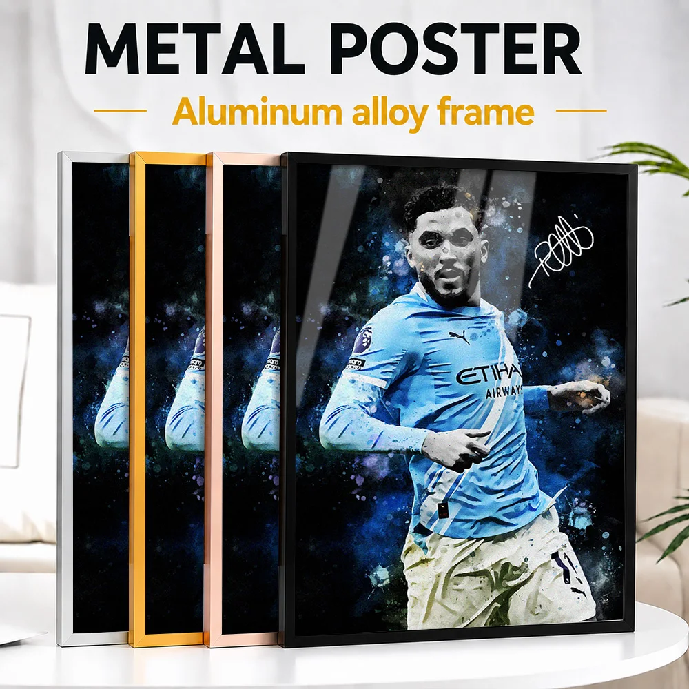 Rayan Cherki Portrait Metal Poster With Aluminum Alloy Frame Personalized Photographic Wall Art For Clubhouse Reception Area