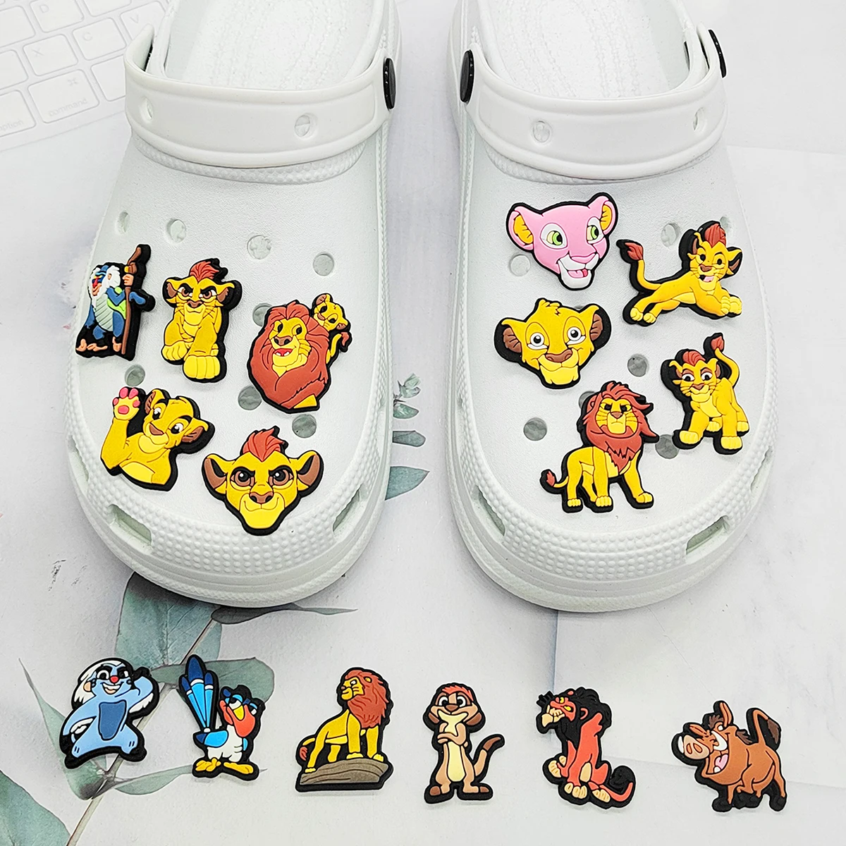 MINISO 16pcs Running Lion King Shoe Charms Set For Clogs Bag Bubble Slides Sandals,PVC Shoe Decorations Beach Bag Accessories