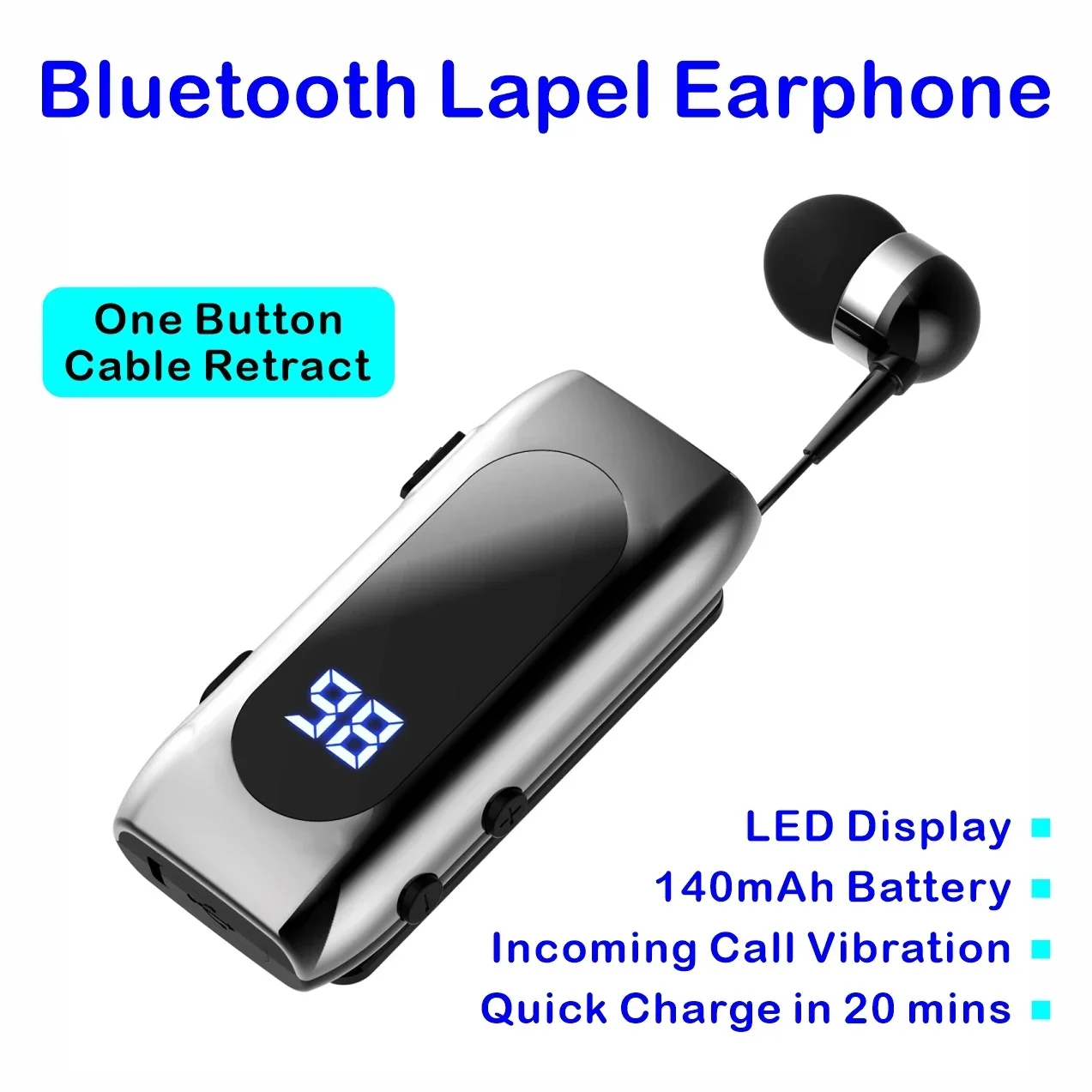 

Handsfree Earbud Incoming Call Vibration Business Retracble Earbud Headsetta K55 Lapel Clip Bluetooth Earphone Wireless