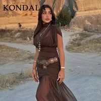 KONDALA 2026 Spring Summer Elegant Women Dresses Wedding Guest Ladies Patch Work Tulle Dresses Valentine‘s Day Woman Dresses - Image 3