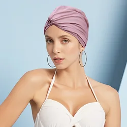 Fashion Summer New Pool Swimming Hat for Women Multicolor Turban Long Hair Protector Large Pleated Bathing Cap Beach Shower