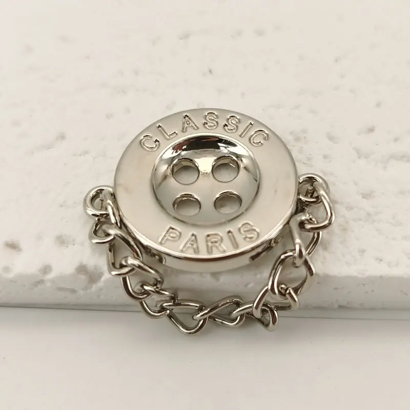 Kette vier Augen Metall Kleidung Knopf Manschette Jacken Mantel DIY Näh zubehör Dekor Runde Luxus Näh knöpfe Großhandel 6 stücke – Detail 4