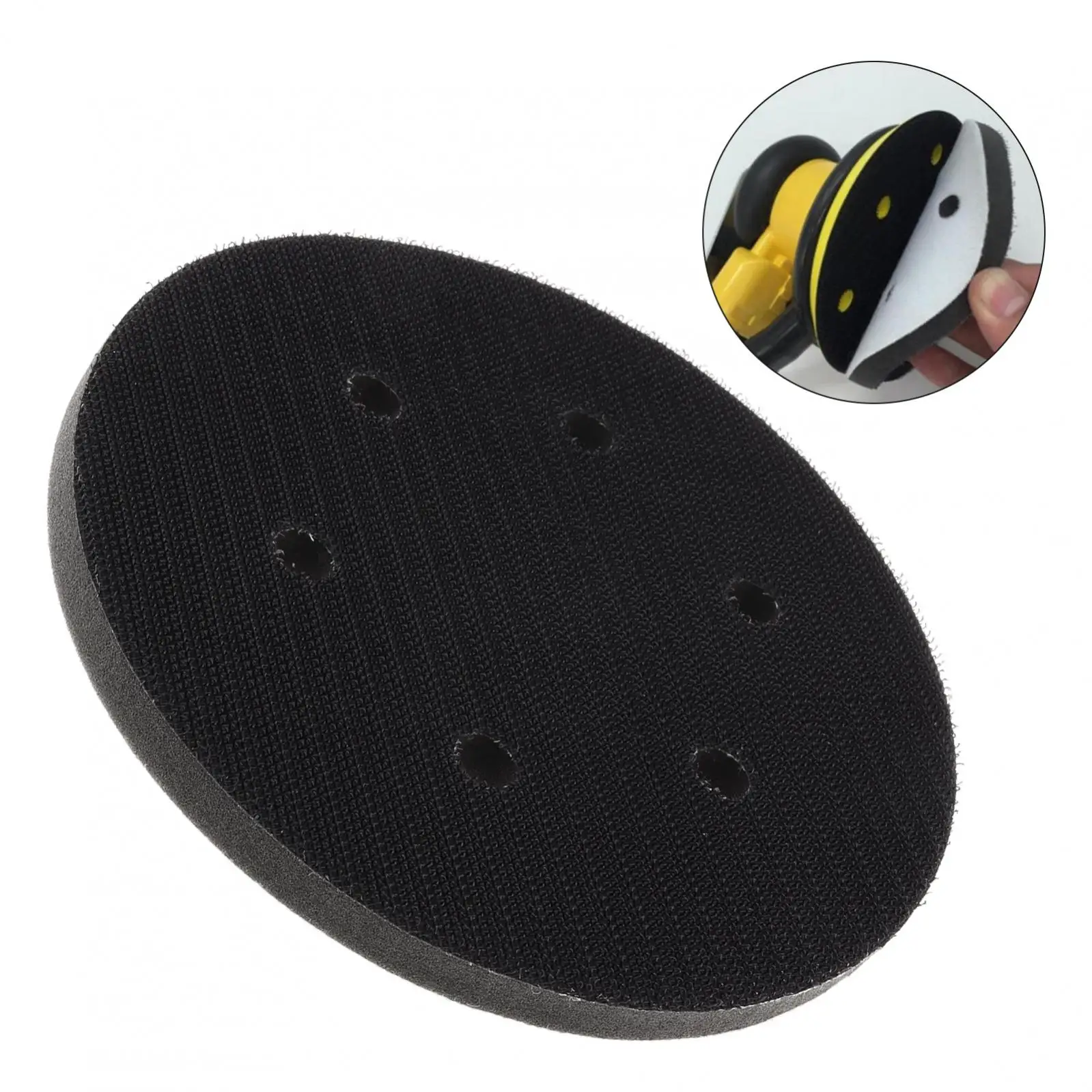 150mm / 6 Inch 6 Hole Sander Backing Pad Soft Sponge Interface Polishing Sand Discs for Hook and Loop Sander Backing Pad