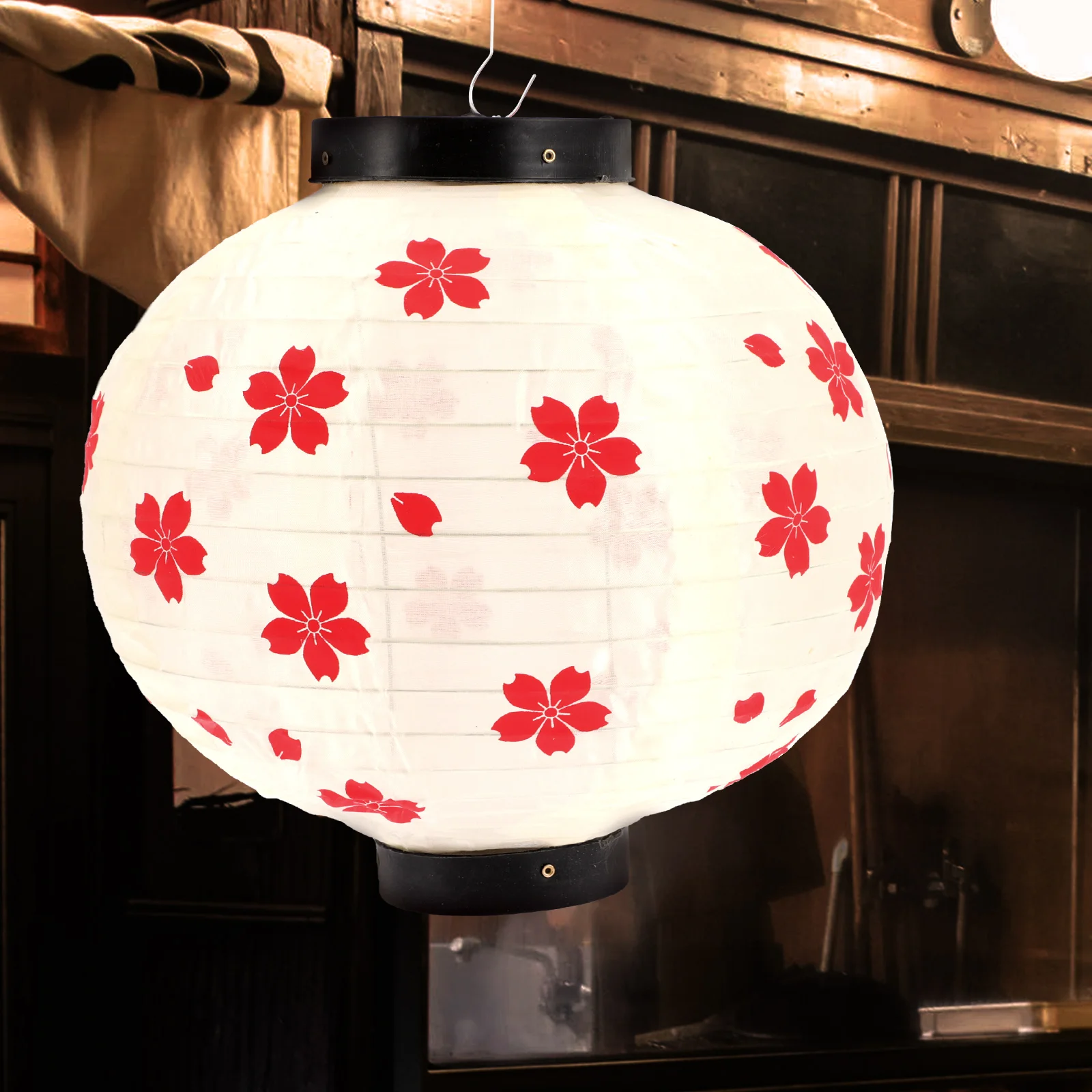 

Japanese Silk Cloth Hanging Lantern with Cherry Flower Folding Design Outdoor Restaurant Lantern Traditional Japanese Lanterns