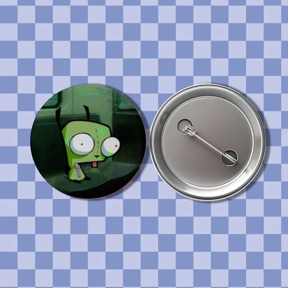 I-Invader Zim Gir Badges Button Round Creative Pin Brooch Badge Bag Decor Accessories Fans Collect Friends Gifts