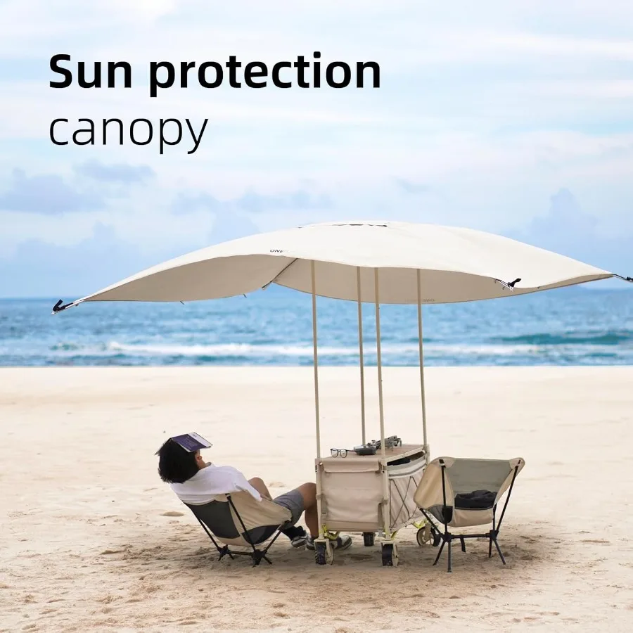 Zusammenklappbarer Wagen mit Überdachungszelt, tragbarer, faltbarer Wagen mit großer Kapazität, robuster Gartenwagen mit Rädern für Camping