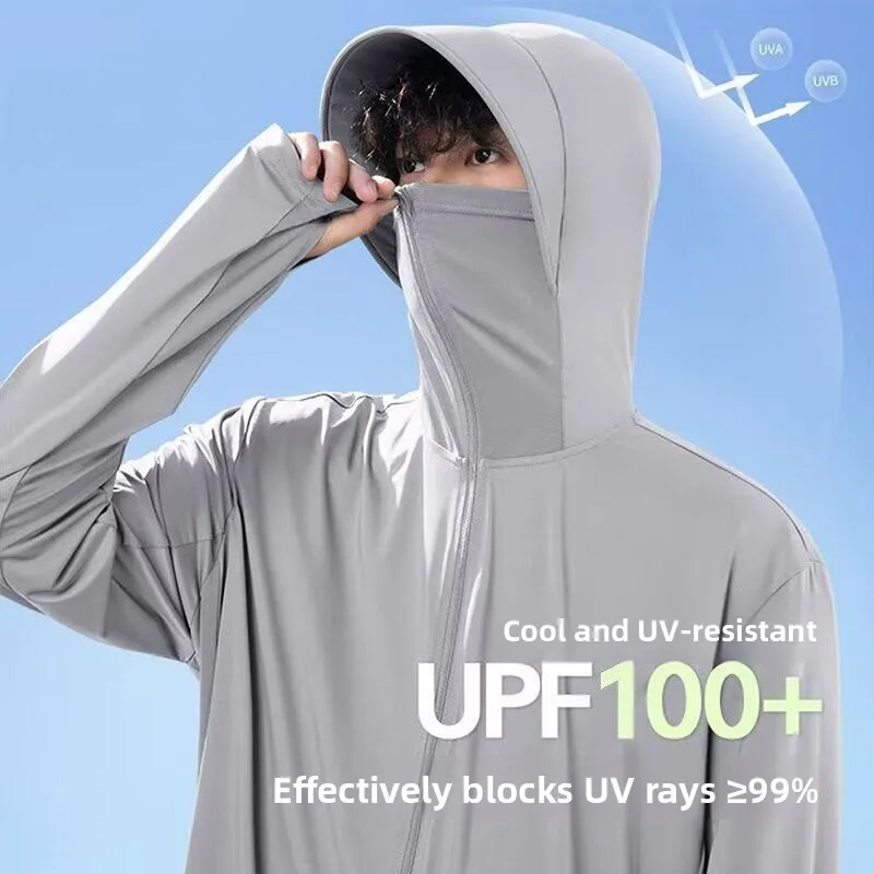 

Летняя дышащая тонкая кепка из ледяного шелка с защитой от УФ-лучей, солнцезащитная одежда для мужчин, верхняя одежда для рыбалки на открытом воздухе