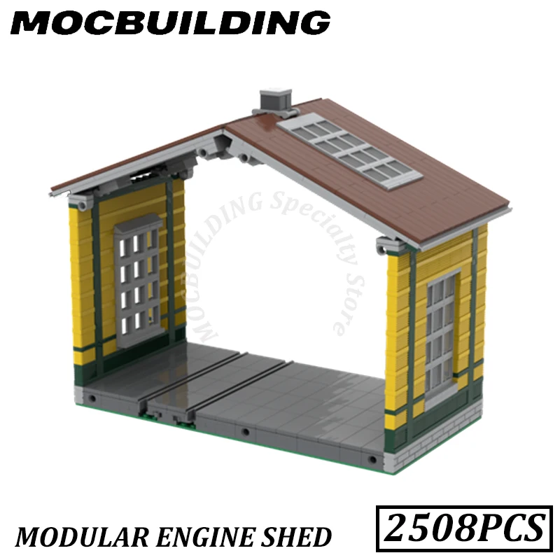 Modular Engine Shed Model MOC Building Blocks Bricks Display Construction Toys Birthday Gifts Present