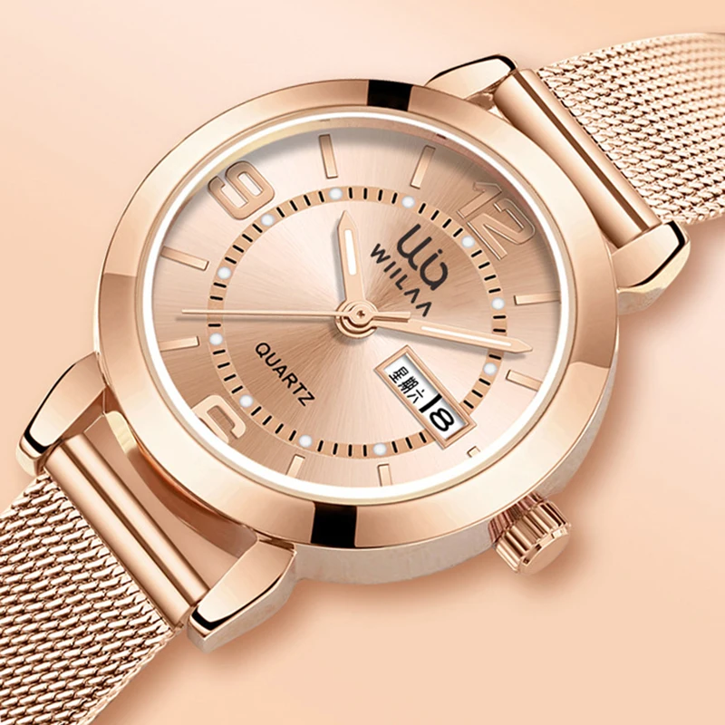 Orologi da polso da donna per orologi da polso da donna Top Brand Luxury 2024 oro rosa calendario in acciaio inossidabile orologio femminile di alta qualità