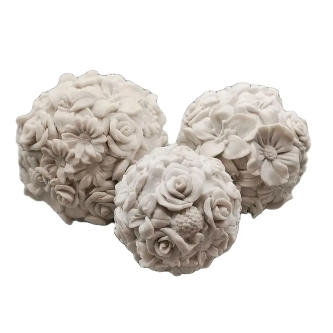 3D Flower Ball Silicone Candle Molds Rose Ball Candle Soap Mould Soap Candle DIY Aromatherapy Polymer Gypsum Craft