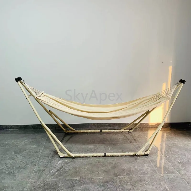 Portable Anti Rollover Folding Floor Swing Bracket Hammock For Indoor Outdoor Home Balcony  Kids Safe  Stable  Heavy Duty Design