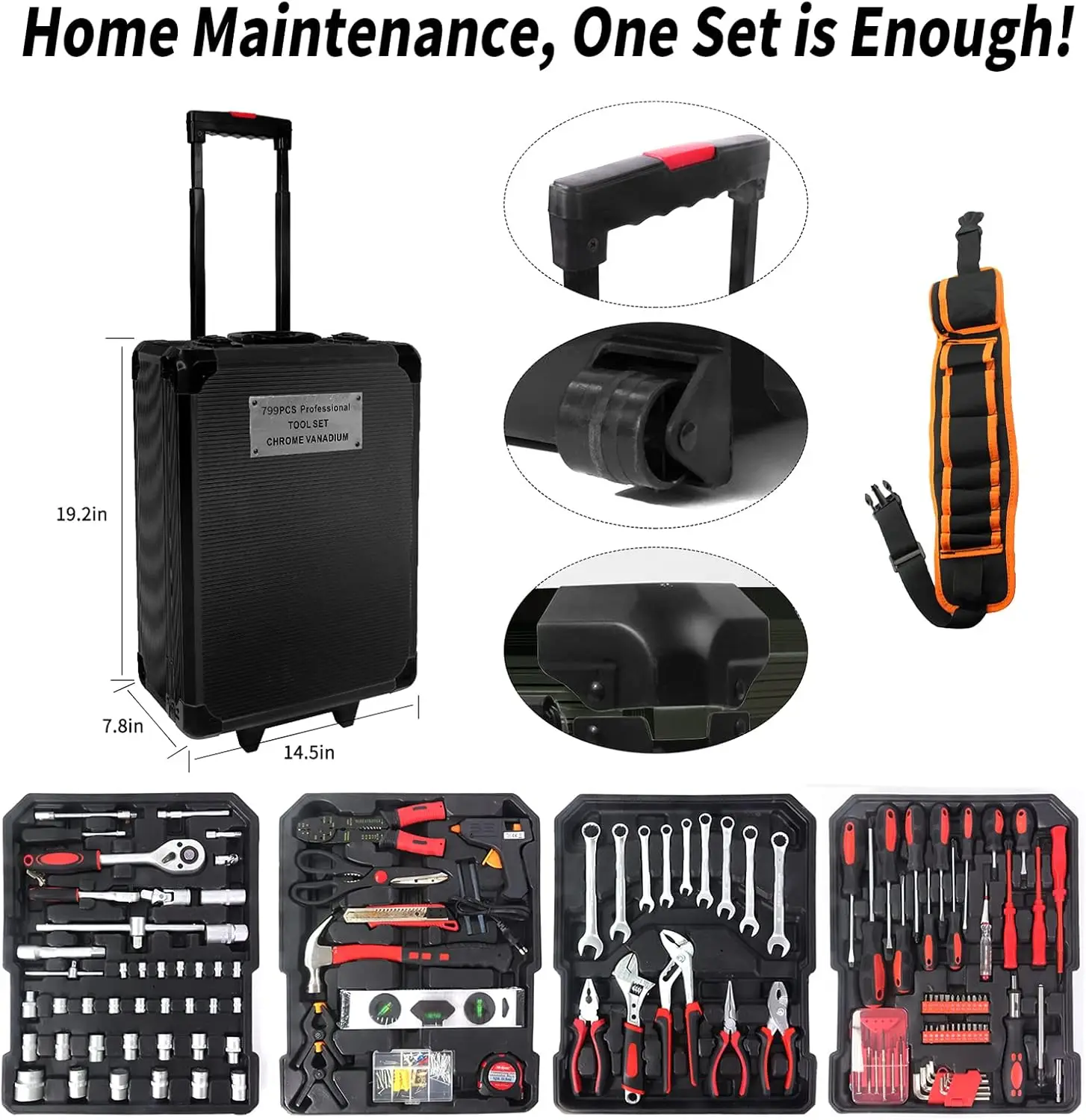 Household Tool Set with Box General Home/Auto Repair Set Storage Case Socket Wrench Sets for Home Maintenance