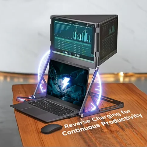 

15,6-дюймовый тройной экранный монитор Tri Create 1080P FHD USB-C, алюминиевый портативный монитор для ноутбука, IPS ЖК-дисплей, инфракрасный бизнес, новый OEM